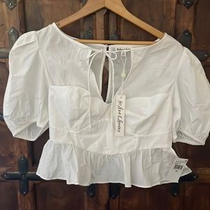 NWT For Love & Lemons poplin  corset style sleeve top
